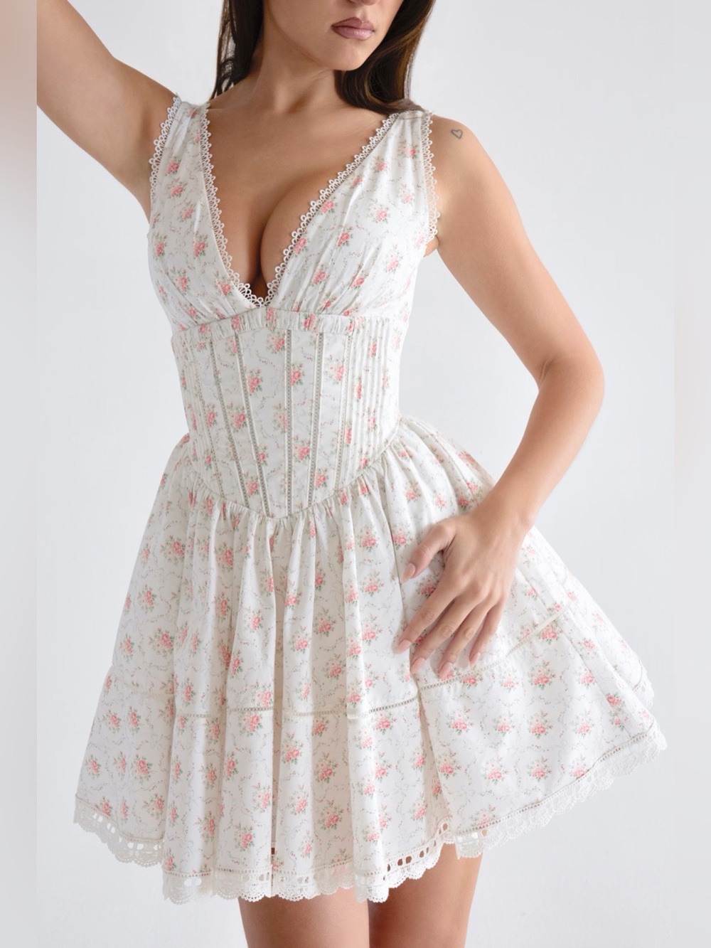 house of CB SALMA Rose Print Mini Dress - Picture 6 of 15